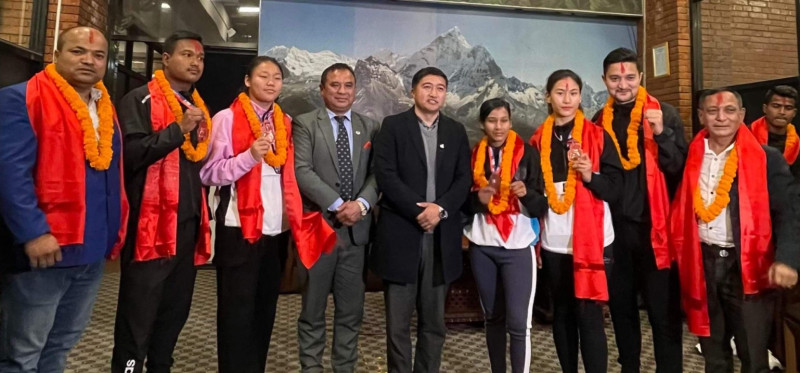 बक्सिङ टोलीलाई राखेप सदस्यसचिवद्वारा स्वागत